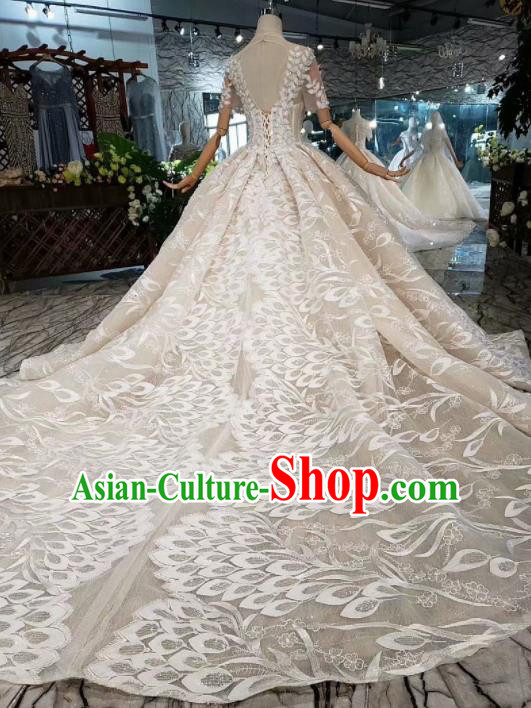 Handmade Customize Princess Embroidered Wedding Mullet Dress Court Bride Costume for Women