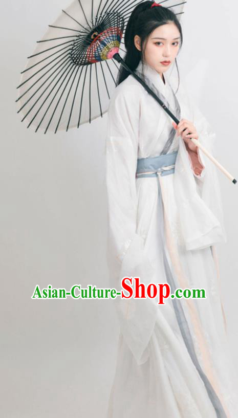 Asian Chinese Jin Dynasty Court Historical Costume Ancient Swordswoman Traditional Hanfu Dress for Women