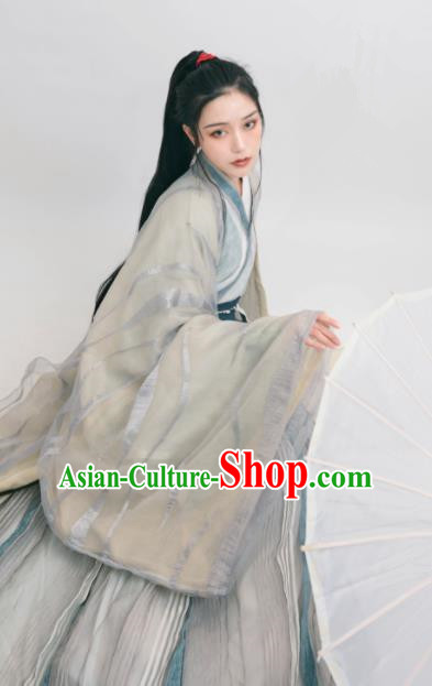 Asian Chinese Jin Dynasty Prince Historical Costume Ancient Swordsman Traditional Hanfu Clothing for Men