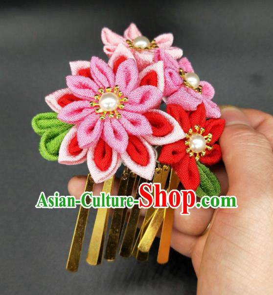 Traditional Japanese Kimono Hair Accessories Japan Geisha Sakura Tassel Hair Claw for Women