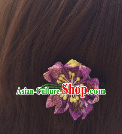 Traditional Japan Little Purple Sakura Hair Claw Japanese Kimono Hair Accessories for Women
