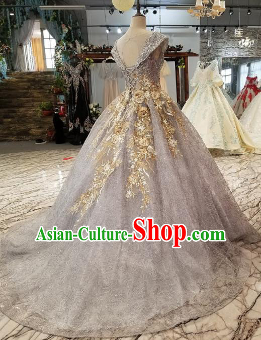 Top Grade Diamante Full Dress Customize Modern Fancywork Princess Waltz Dance Costume for Women