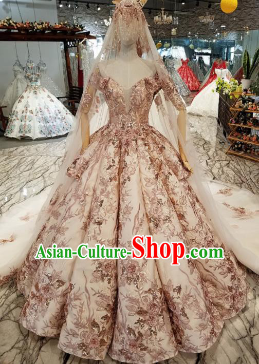 Top Grade Modern Fancywork Court Embroidered Luxury Full Dress Customize Princess Waltz Dance Costume for Women