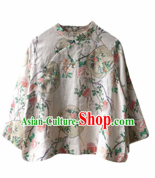 Chinese Traditional National Costume Tang Suit Slant Opening Blouse Upper Outer Garment for Women