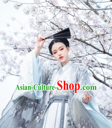 Asian Chinese Jin Dynasty Female Swordsman Historical Costume Ancient Court Princess Traditional Hanfu Dress for Women