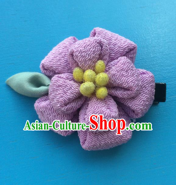 Traditional Japan Purple Camellia Hair Claw Japanese Kimono Hair Accessories for Women