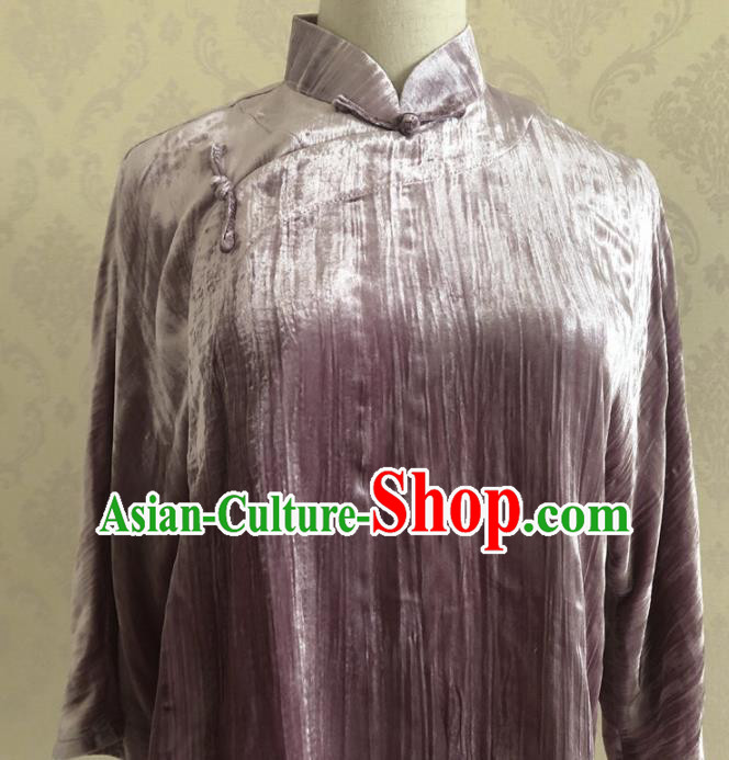Chinese Traditional Handmade Pink Flannelette Shirt National Costume Upper Outer Garment for Women