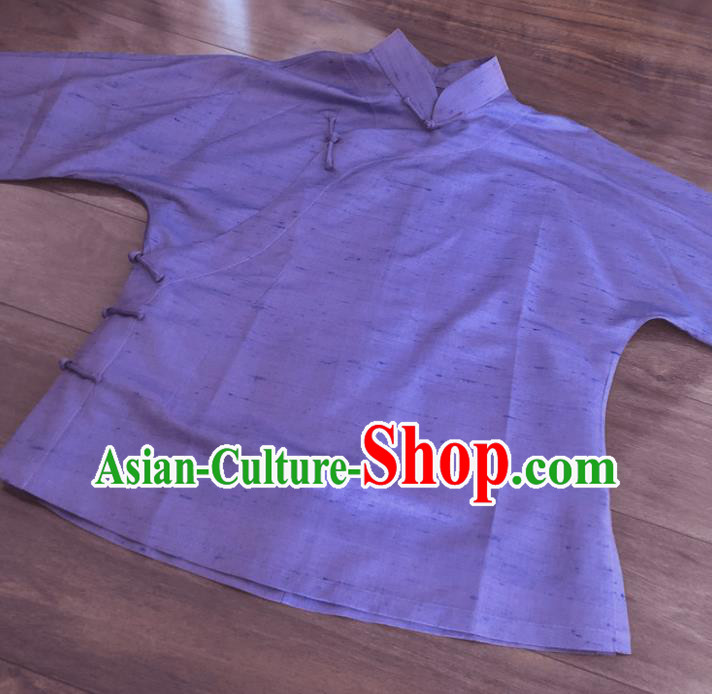 Chinese Traditional Handmade Purple Shirt National Costume Upper Outer Garment for Women