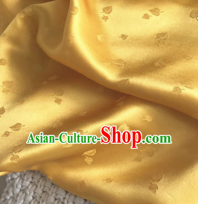 Asian Chinese Traditional Leaf Pattern Design Golden Brocade Fabric Silk Fabric Chinese Fabric Asian Material