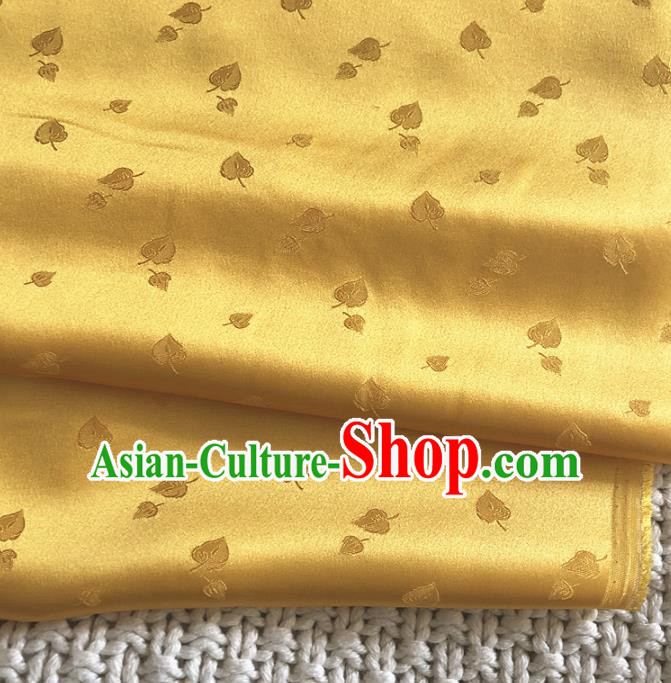 Asian Chinese Traditional Leaf Pattern Design Golden Brocade Fabric Silk Fabric Chinese Fabric Asian Material