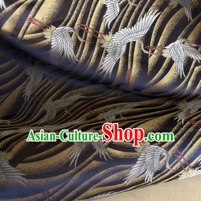 Asian Chinese Traditional Cranes Pattern Design Navy Brocade Fabric Silk Fabric Chinese Fabric Asian Material