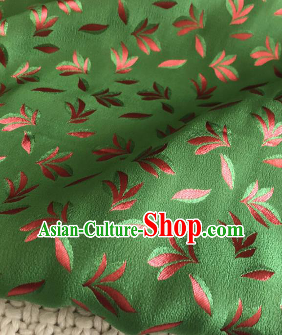 Asian Chinese Traditional Leaf Pattern Design Green Brocade Fabric Silk Fabric Chinese Fabric Asian Material