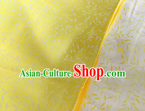 Asian Chinese Traditional Willow Branch Pattern Design Yellow Brocade Fabric Silk Fabric Chinese Fabric Asian Material