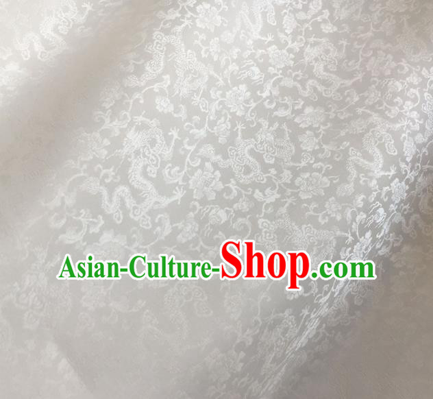 Asian Chinese Traditional Dragons Pattern Design White Brocade Fabric Silk Fabric Chinese Fabric Asian Material