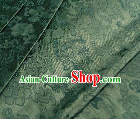 Asian Chinese Traditional Twine Dragon Pattern Design Green Brocade Fabric Silk Fabric Chinese Fabric Asian Material