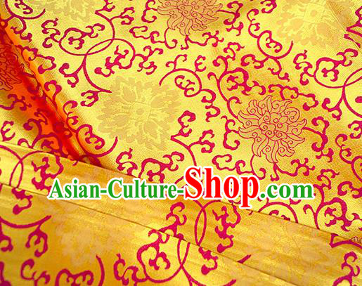 Asian Chinese Traditional Rich Lotus Pattern Design Golden Brocade Fabric Silk Fabric Chinese Fabric Asian Material