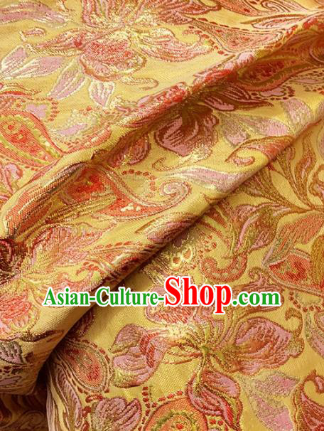 Asian Chinese Traditional Pattern Design Golden Nanjing Brocade Fabric Silk Fabric Chinese Fabric Asian Material