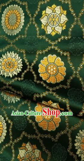 Asian Chinese Traditional Sunflowers Pattern Design Green Brocade Fabric Silk Fabric Chinese Fabric Asian Material