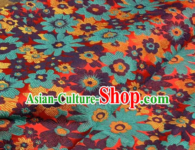 Asian Chinese Traditional Blue Flowers Pattern Design Brocade Fabric Silk Fabric Chinese Fabric Asian Material