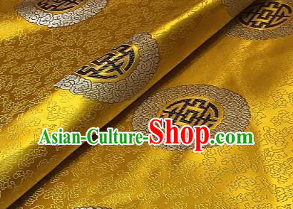 Asian Chinese Traditional Longevity Pattern Design Golden Brocade Fabric Silk Fabric Chinese Fabric Asian Material