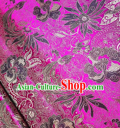 Asian Chinese Traditional Lotus Peony Pattern Design Rosy Brocade Fabric Silk Fabric Chinese Fabric Asian Material