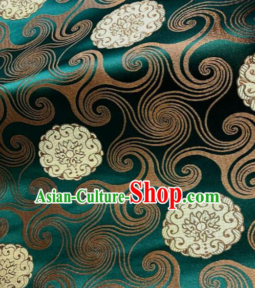 Asian Chinese Traditional Buddhism Lotus Pattern Design Green Brocade Fabric Silk Fabric Chinese Fabric Asian Material
