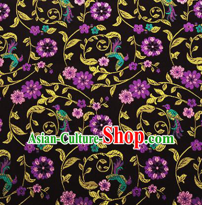 Chinese Traditional Hanfu Silk Fabric Classical Purple Flowers Pattern Design Brocade Tang Suit Fabric Material