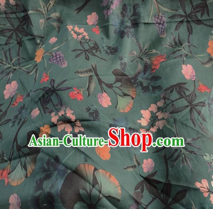 Chinese Traditional Pattern Design Green Satin Watered Gauze Brocade Fabric Asian Silk Fabric Material