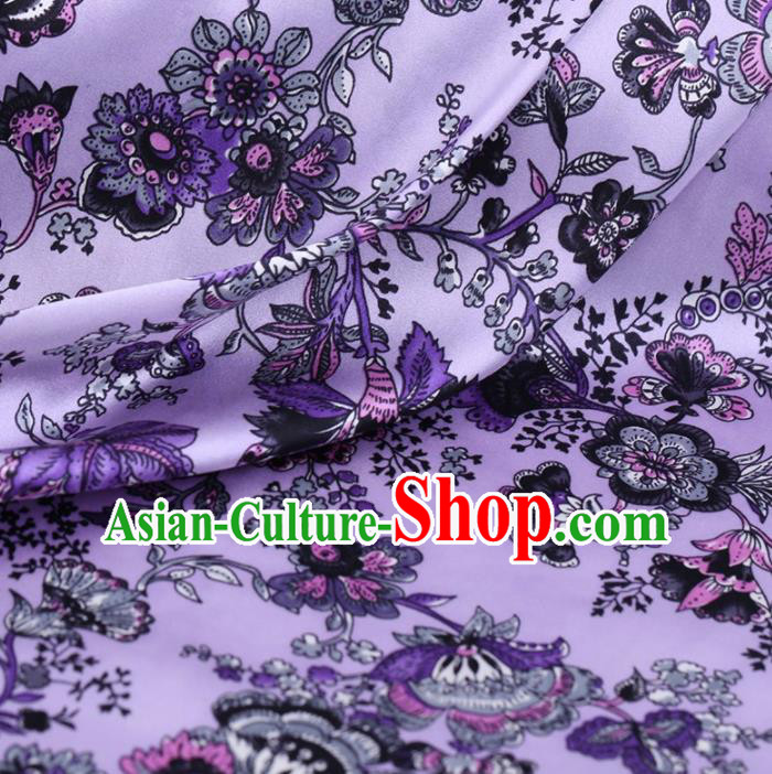 Chinese Traditional Cockscomb Pattern Design Violet Satin Watered Gauze Brocade Fabric Asian Silk Fabric Material