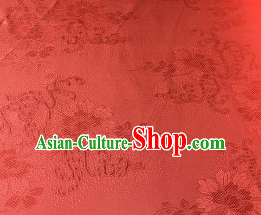 Chinese Traditional Cirrus Flowers Pattern Design Red Brocade Fabric Asian Silk Fabric Chinese Fabric Material