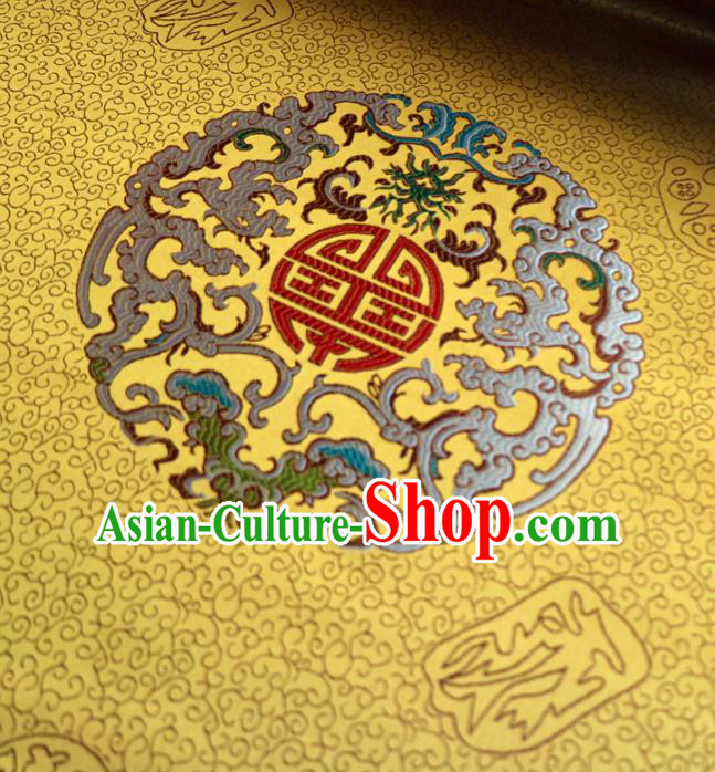 Chinese Traditional Auspicious Pattern Design Golden Brocade Fabric Asian Silk Fabric Chinese Fabric Material