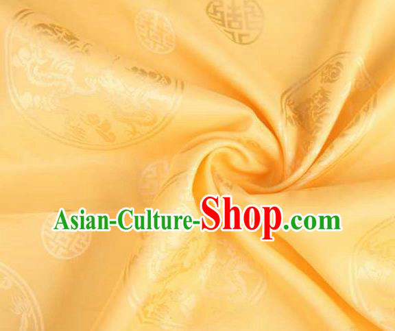 Chinese Classical Round Dragon Pattern Design Yellow Brocade Traditional Hanfu Silk Fabric Tang Suit Fabric Material