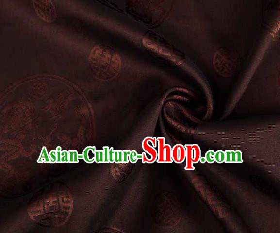 Chinese Classical Round Dragon Pattern Design Brown Brocade Traditional Hanfu Silk Fabric Tang Suit Fabric Material