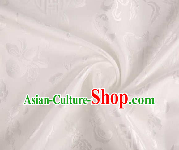 Chinese Classical Palm Leaf Pattern Design White Brocade Traditional Hanfu Silk Fabric Tang Suit Fabric Material