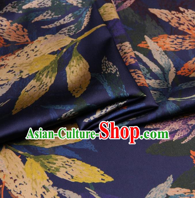 Chinese Traditional Leaf Pattern Design Purple Satin Watered Gauze Brocade Fabric Asian Silk Fabric Material