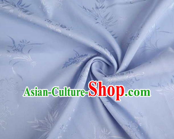 Chinese Classical Bamboo Chrysanthemum Pattern Design Lilac Brocade Traditional Hanfu Silk Fabric Tang Suit Fabric Material