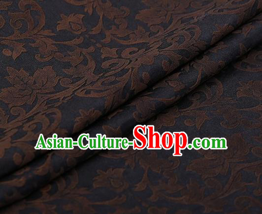 Chinese Traditional Grape Vine Pattern Design Navy Satin Watered Gauze Brocade Fabric Asian Silk Fabric Material