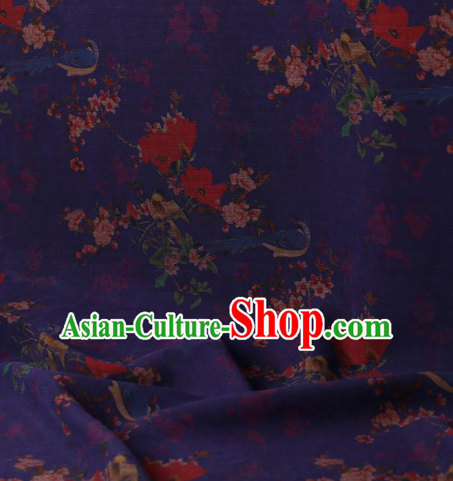 Traditional Chinese Satin Classical Peach Flowers Pattern Design Purple Watered Gauze Brocade Fabric Asian Silk Fabric Material