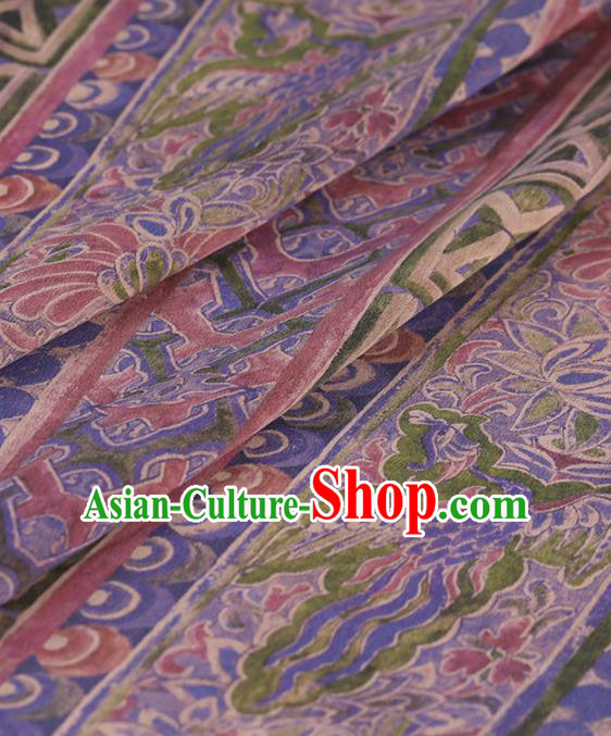 Traditional Chinese Satin Classical Pattern Design Lilac Watered Gauze Brocade Fabric Asian Silk Fabric Material