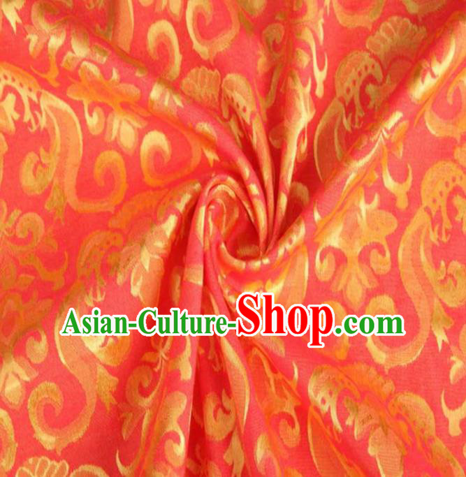Chinese Classical Didymaotus Pattern Design Red Brocade Traditional Hanfu Silk Fabric Tang Suit Fabric Material