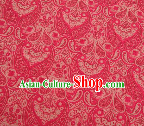 Chinese Classical Loquat Flower Pattern Design Red Brocade Asian Traditional Hanfu Silk Fabric Tang Suit Fabric Material