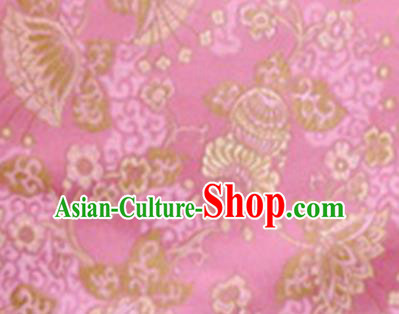 Chinese Classical Lyonia Pattern Design Pink Brocade Asian Traditional Hanfu Silk Fabric Tang Suit Fabric Material