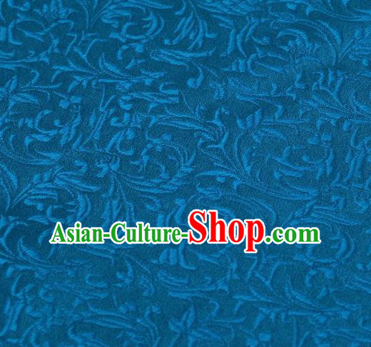 Chinese Classical Scroll Pattern Design Blue Brocade Asian Traditional Hanfu Silk Fabric Tang Suit Fabric Material