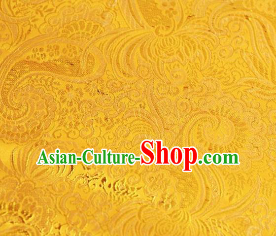 Chinese Classical Charonia Tritonis Pattern Design Golden Brocade Asian Traditional Hanfu Silk Fabric Tang Suit Fabric Material