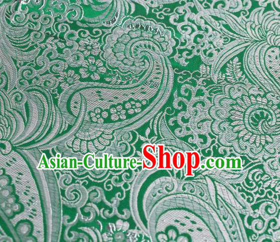 Chinese Classical Charonia Tritonis Pattern Design Green Brocade Asian Traditional Hanfu Silk Fabric Tang Suit Fabric Material