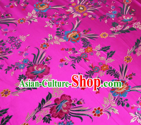 Chinese Classical Malus Spectabilis Pattern Design Rosy Brocade Asian Traditional Hanfu Silk Fabric Tang Suit Fabric Material