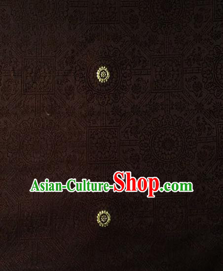 Chinese Classical Galsang Flower Pattern Design Brown Brocade Asian Traditional Hanfu Silk Fabric Tang Suit Fabric Material