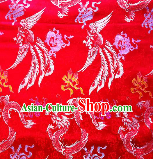 Chinese Classical Dragon Phoenix Pattern Design Brocade Asian Traditional Hanfu Silk Fabric Tang Suit Fabric Material