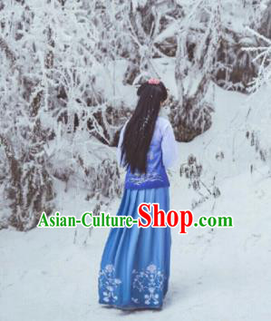 Traditional Chinese Ming Dynasty Aristocratic Lady Embroidered Hanfu Dress Ancient Drama Historical Costume for Women