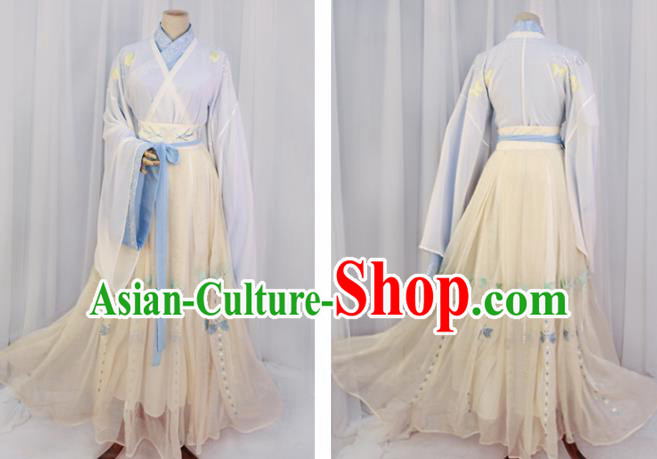 Traditional Chinese Jin Dynasty Court Princess Embroidered Hanfu Dress Ancient Drama Peri Goddess Historical Costume for Women
